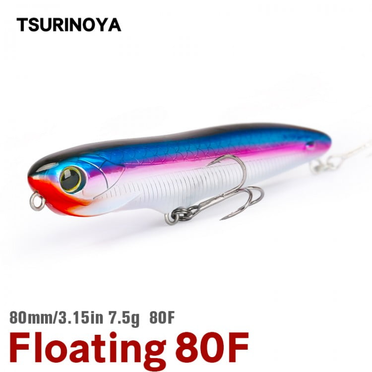 TSURINOYA 80F Top Water Pencil DW90 80mm 7.5g Floating Pencil TSURINOYA 80F Top Water Pencil DW90 80mm 7.5g Floating Pencil