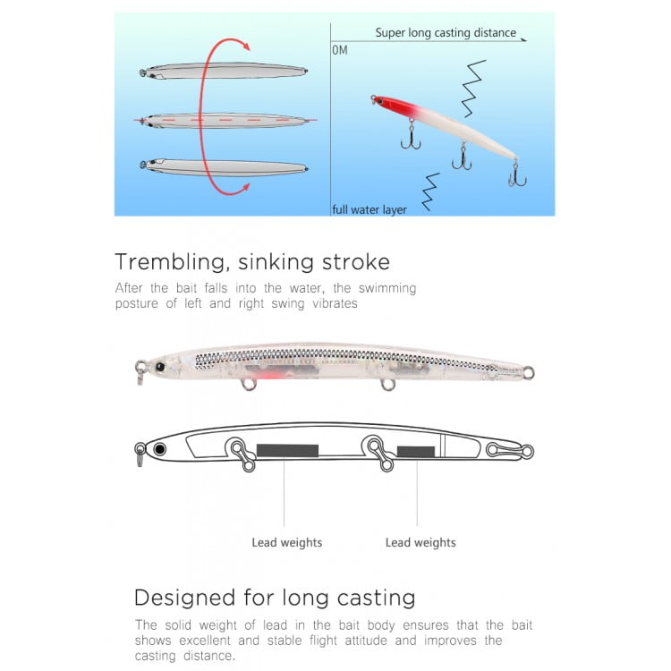 TSURINOYA DW47 Sinking Pencil 12g 110mm lures Slim - Image 5