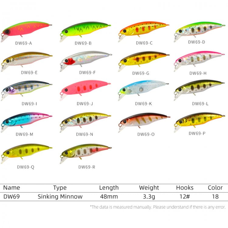 TSURINOYA Fishing Lure DW69 Sinking Minnow Hard Bait 48S 48mm 3.3g - Image 12