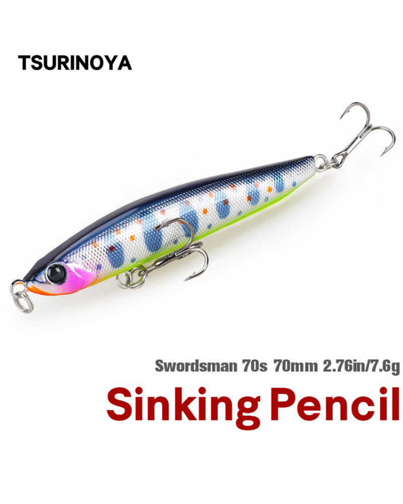 TSURINOYA 70S Sinking Pencil SWORDSMAN 70mm 7.6g - bg