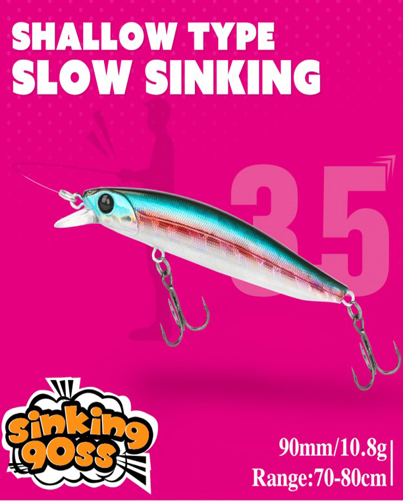 TSURINOYA 90SS Slow Sinking Minnow 90mm 10.8gr - bg