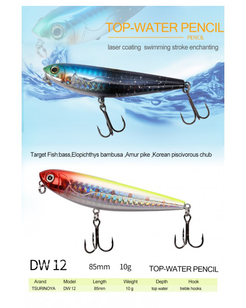 Tsurinoya DW12 85mm/10g Top Water Pencil - bg