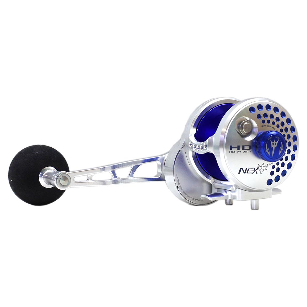 NEXT HD Overhead Jigging Reel Lever Drag - Silver/Blue - Image 3