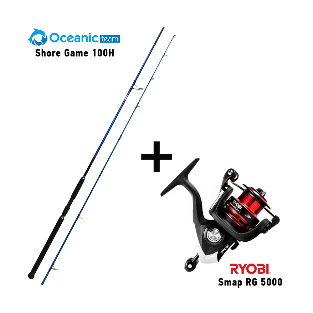 Combo Shore Jigging Oceanic Team Shore Game 100H + Ryobi Smap RG 5000 - bg